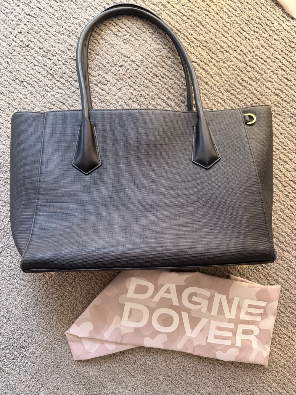 Dagne Dover Charcoal Gray Structured Tote with Top Handles